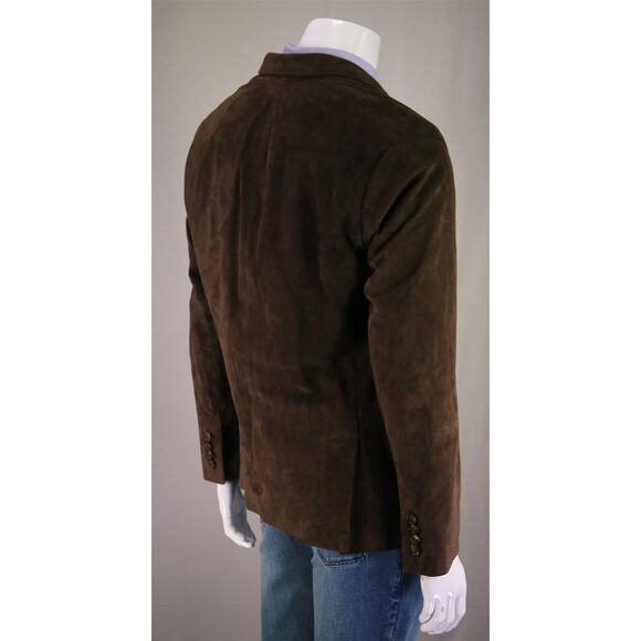 Neiman-Marcus Mens Brown Suede Leather w/ Cotton Lining Blazer Jacket XXL - Picture 6 of 10